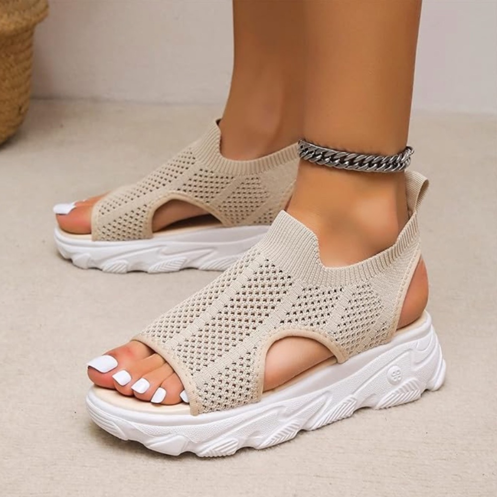 NEW mesh platform wedge sandal/ sneaker, 38 (7.5)